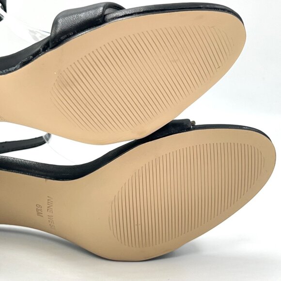 Nine West Womens 6.5 Pruce Black Leather Classic Block Heel Sandals Heels Shoes - Picture 11 of 15